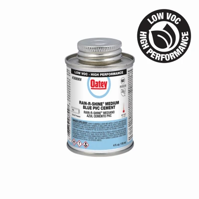 Rain-r-shine Blue Pvc Pipe Cement, Medium Bodied, 4 Oz. For Plumbing Applications