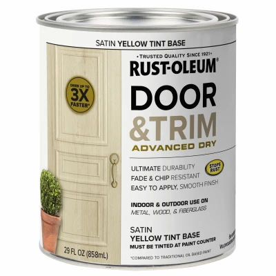 Stops Rust Door And Trim Paint, Satin Yellow Tint Base, Quart, Water-based