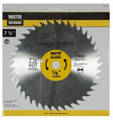 7-1/4-inch 40-tooth Steel Circular Saw Blade For Ripping And Cross Cutting