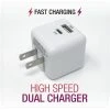 Dual Fast Wall Charger With Foldable Prongs For Smartphones And Tablets