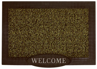 Clean Machine Welcome Shoe Scraper Door Mat with Frame Green 24 by 36 Inches