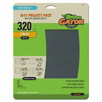 Sandpaper, Extra Fine 320-Grit, 9 x 11-In., 5-Pk.
