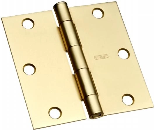 3.5 X 3.5 Inch Satin Brass Door Hinges - 5 Knuckle Design