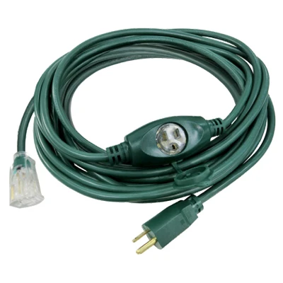 25-foot 14/3 Sjtw Green Outdoor Extension Cord With Multiple Grounded Outlets