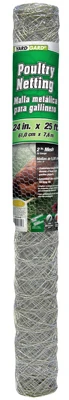 Galvanized Steel Poultry Netting, 2-inch Mesh, 24-inch X 25-feet Roll