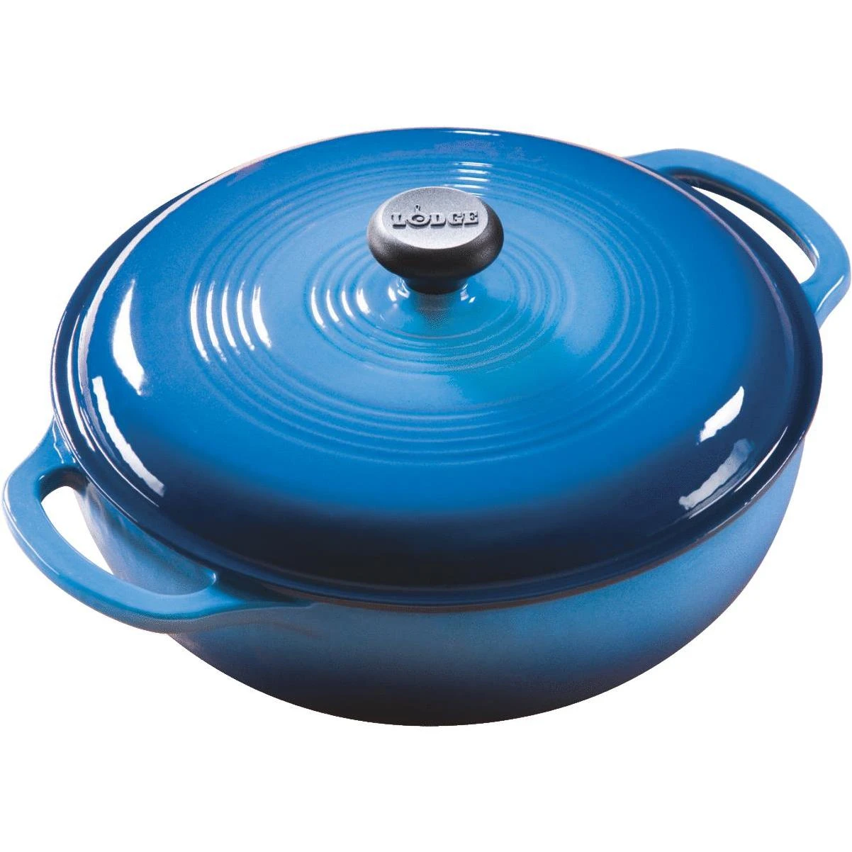 3 Quart Blue Porcelain Enamel Coated Cast-iron Dutch Oven With Oven Safe Knob