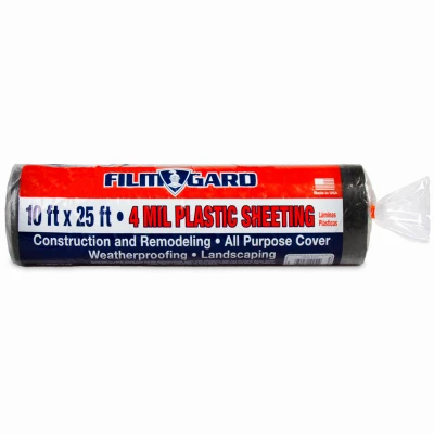10' X 25' 4-mil Black Polyethylene Sheeting For Construction And Landscaping