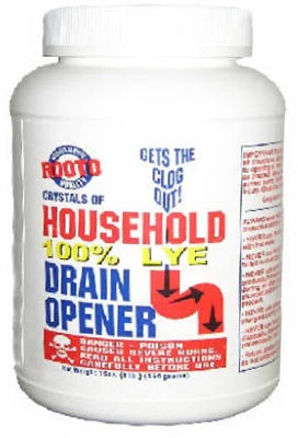 Lye No. 4 Household Drain Opener, 1 Lb. - Powerful Drain Cleaner