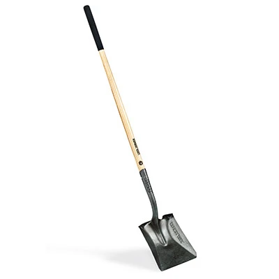 Long Handle Square Point Transfer Shovel With Steel Blade And Wood Handle