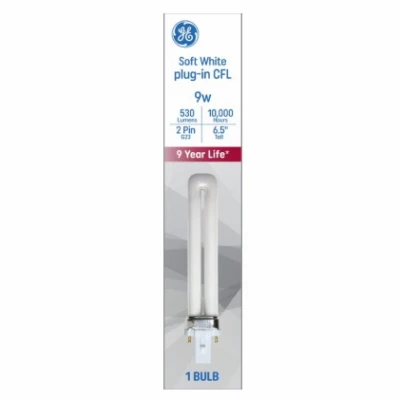 Compact Fluorescent Light Bulb, White, 9 Watt, 530 Lumens, 10,000 Hour Life