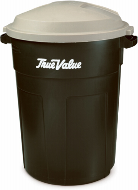 32 Gallon Evergreen Trash Can With Kakaki Lid And True Value Logo