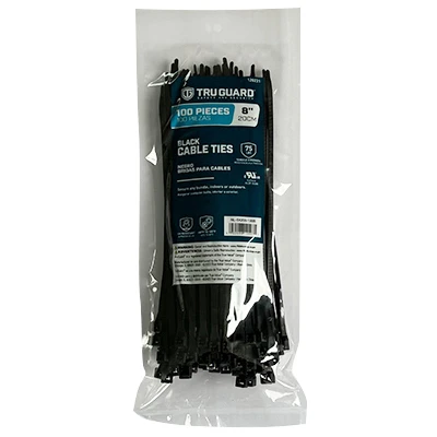 Self-Locking Cable Ties, Black, 8 In., 100-Pk.