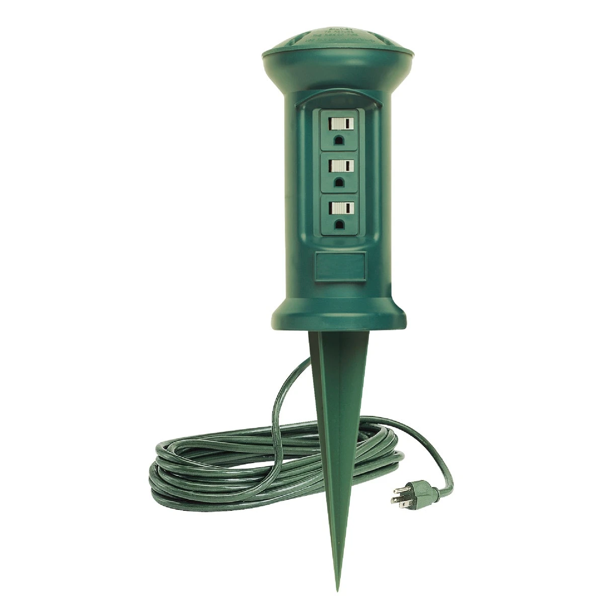 Outdoor Power Stake With 3 Grounded Outlets And 25' Cord For Outdoor Use