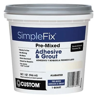 Quart Bright White Pre-mixed Adhesive And Grout For Tile And Repairs