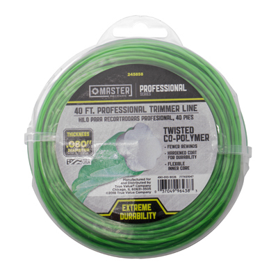 Green Twist Copolymer String Trimmer Line, .080 In. Dia. X 40 Ft., 2 Refills