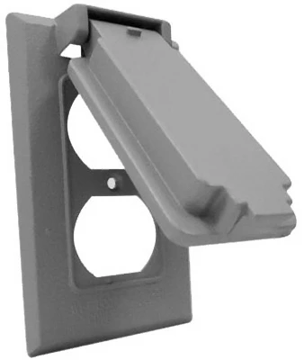 Gray Weatherproof Vertical Duplex Snap Cover With Gasket And Screws