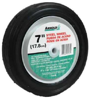 Symmetrical Centered Replacement Lawn Mower Wheel, Steel, 7-inch Diameter