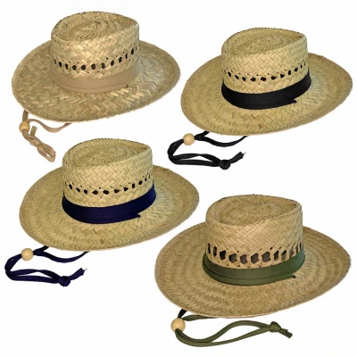 Women's Gambler-shape Straw Hat With Adjustable Chin Cord And Assorted Colors