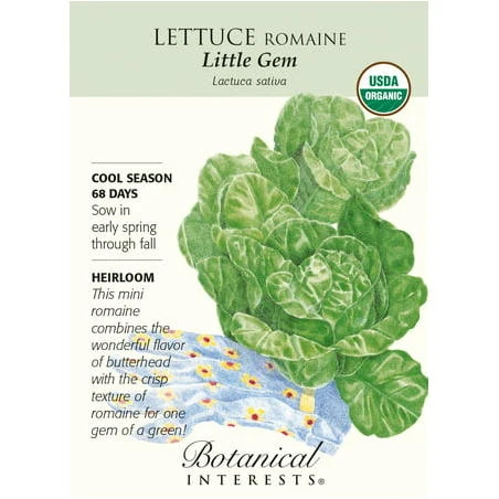 Organic Little Gem Romaine Lettuce Seeds - Heirloom Variety, 68 Days To Maturity