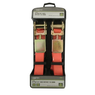 Ratchet Tie-Downs, 10 Ft. x 1 In., 2-Pk.