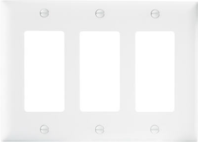 3-gang Decorator Nylon Wall Plate, 6.563' X 4.6875', White