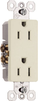 15a/125v Premium Light Almond Decorator Outlet - Duplex Receptacle