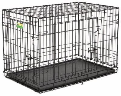 36 Inch Double Door Dog Crate With Removable Tray And Lap Lock Technology