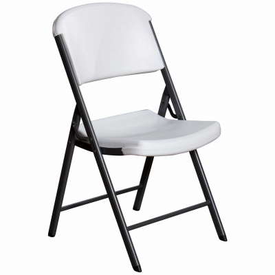 Classic Commercial Folding Chair - White Granite Seat, Gray Frame, 500 Lb Capacity