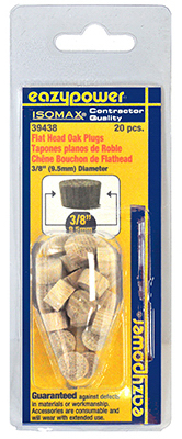 Flat Head Plug, Oak, 3/8 In., 20-Pk.