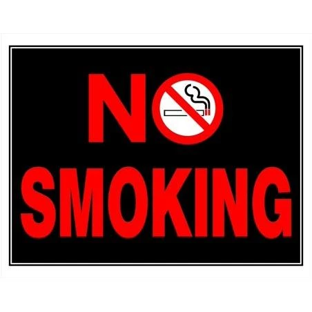 15x19 Inch No Smoking Sign - Bold Red Text On Reflective Black Background