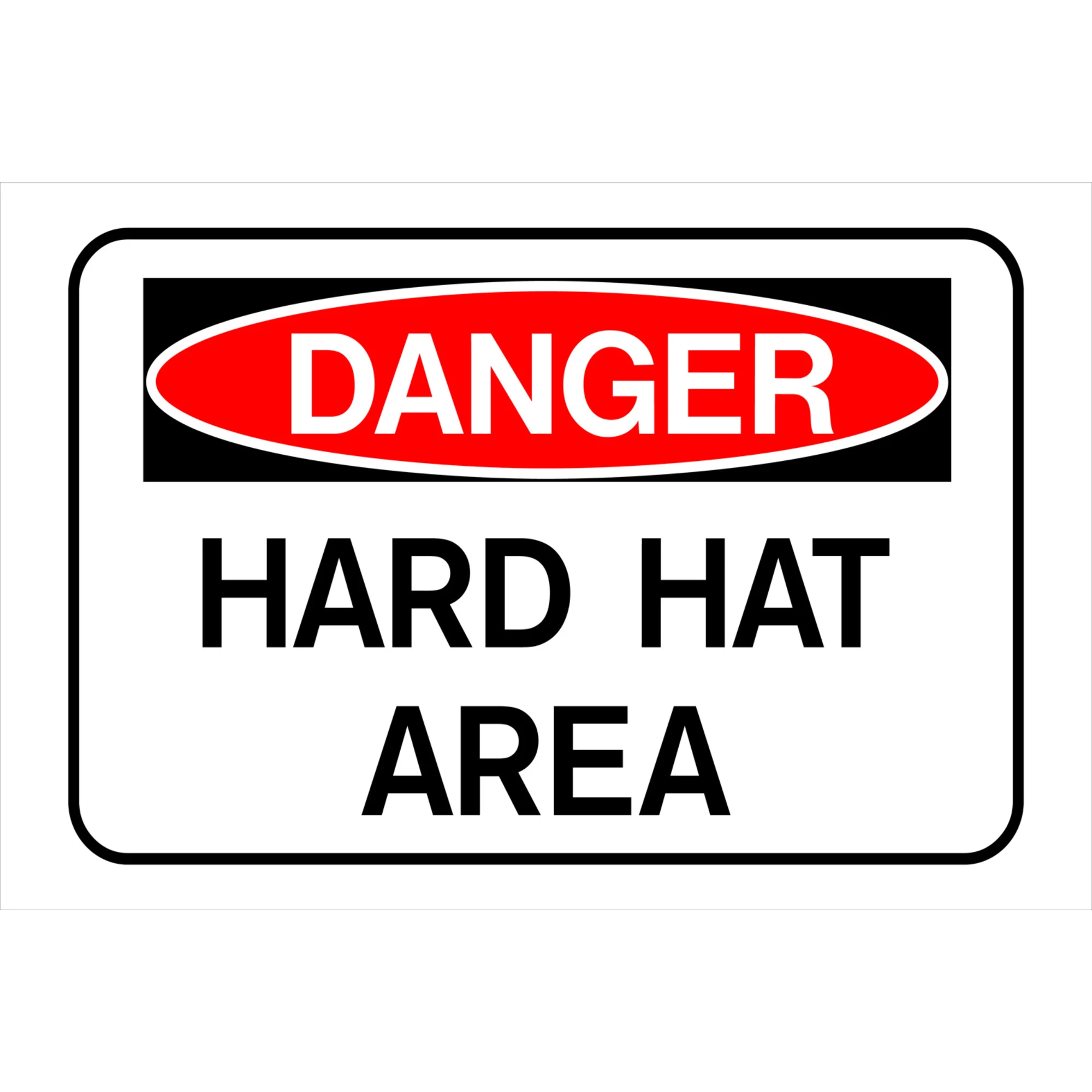 8" X 12" Plastic Danger Hard Hat Area Sign For Construction Sites