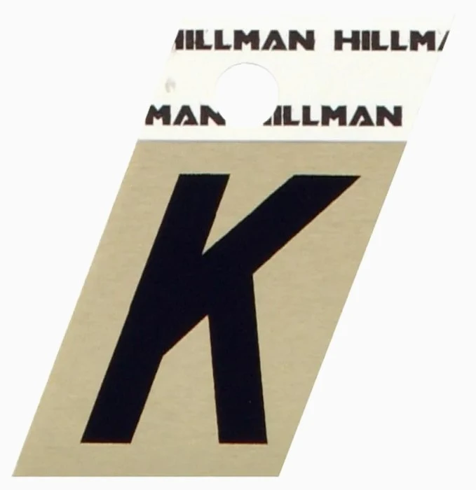 1-1/2" Black/gold Angle-cut Letter K - Adhesive Aluminum