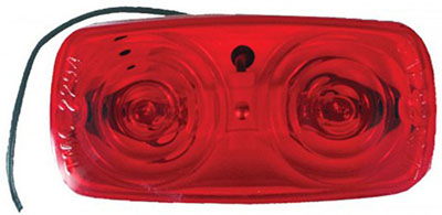 Red Led Marker Light With White Base, 4 X 2-inch, Double Bulls-eye Design