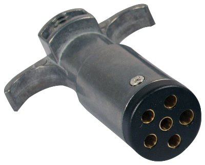 Round Pin Trailer End Connector, 6-Way, Durable Electrical Plug for Trailer Wiring