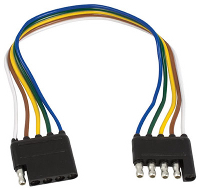 Flat Trailer Wire Extension Loop, Five-Way Connector, Twelve Inch Length