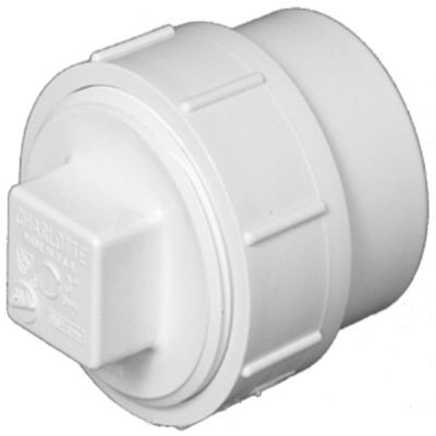 Schedule 40 DWV Fitting Cleanout With Plug, PVC, 2 In.