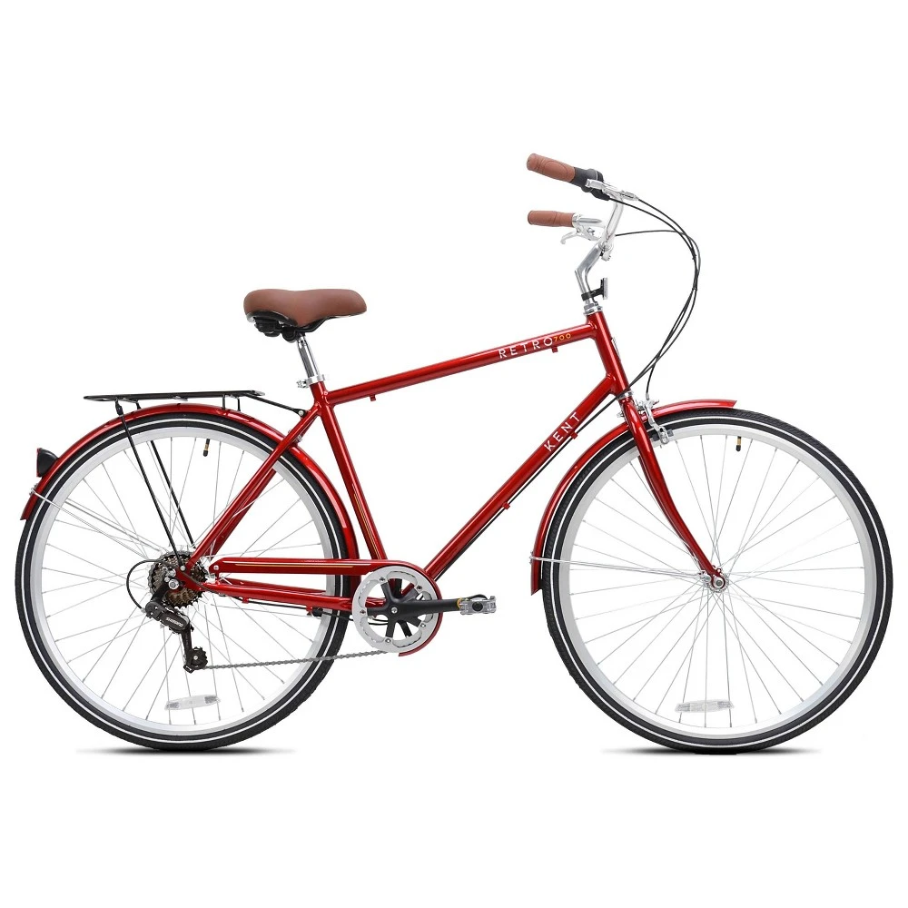 700c Retro Hybrid Bicycle For Men - Stylish Red Design