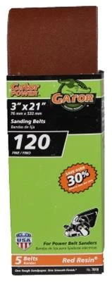 3" X 21" Sanding Belt 120 Grit - 5 Pack