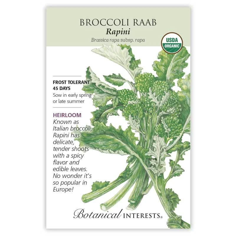 Organic Broccoli Raab Rapini Seeds - Botanical Interests - 2.49