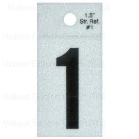 1.5 Inch Straight Black Reflective Numbers - Single Piece
