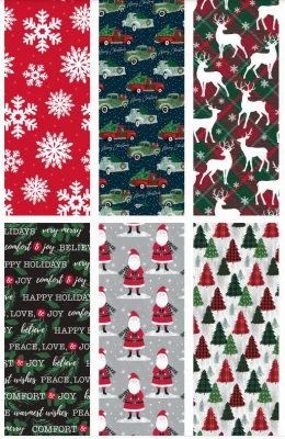 Christmas Wrapping Paper with Traditional Designs, 75 Square Feet Roll
