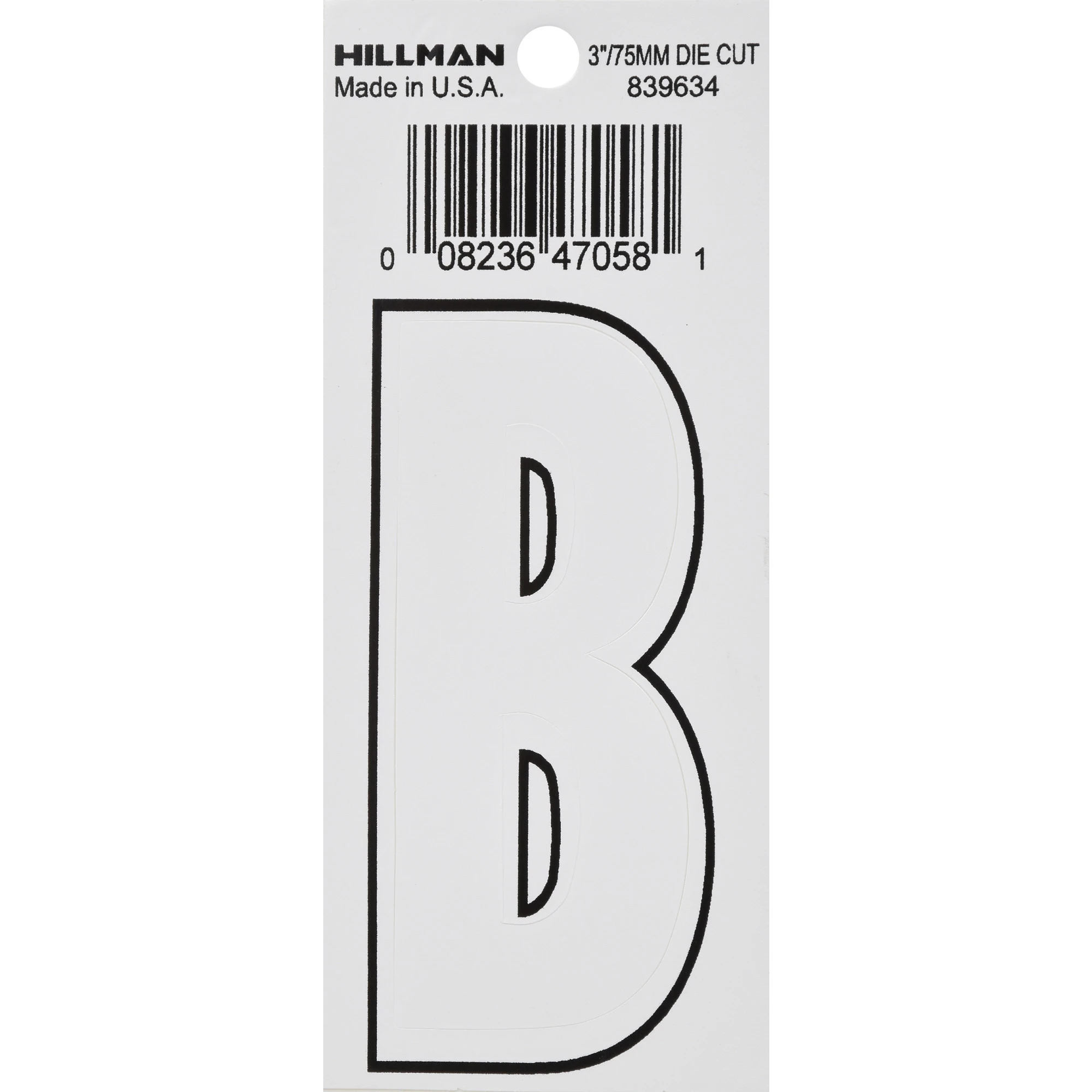 3" White Die-cut Vinyl Letter B For Outdoor Use
