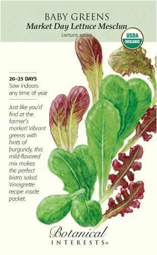 Market Day Organic Lettuce Mesclun Seeds - Botanical Interest Large Greens