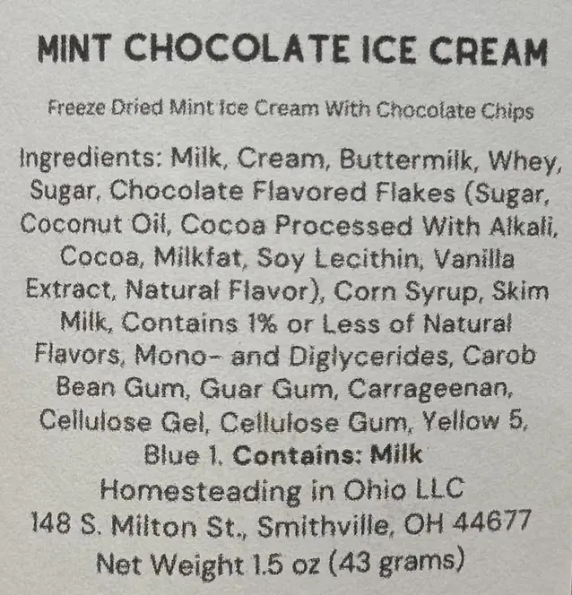KLEM'S FREEZE DRIED MINT CHOCOLATE CHIP ICE CREAM BITES 1.5 OZ