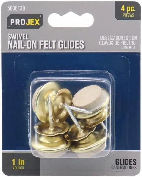 Projex White 1 in. Nail-On Felt Swivel Glide 4 pk
