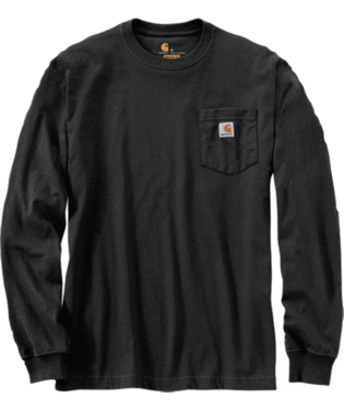 Men's Loose Fit Heavyweight Long-sleeve Pocket T-shirt - 3xl Black