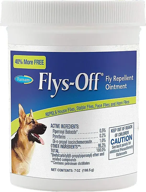Farnam Flys-Off Fly Repellent Ointment for Wounds & Sores for Dogs 7-OZ