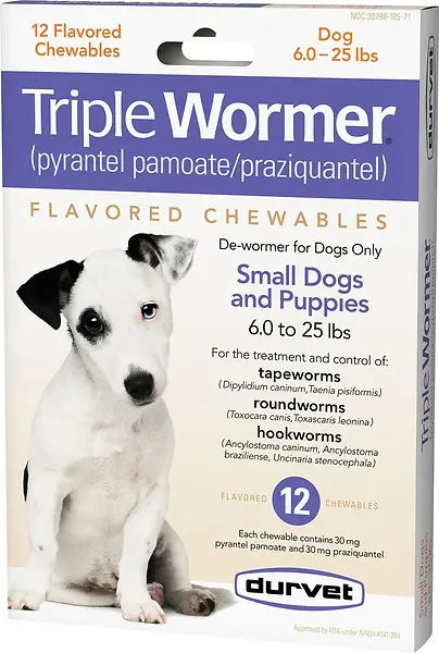 Durvet Triple Wormer for Puppy and Small Dogs 12 Count