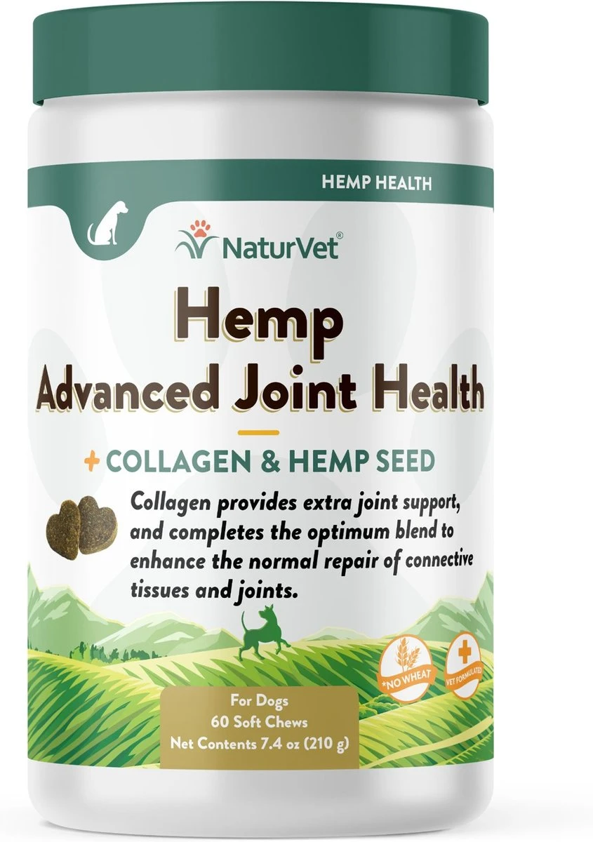Hemp Advanced Joint Health Dog Soft Chew, 60 Count Jar For Joint Support
