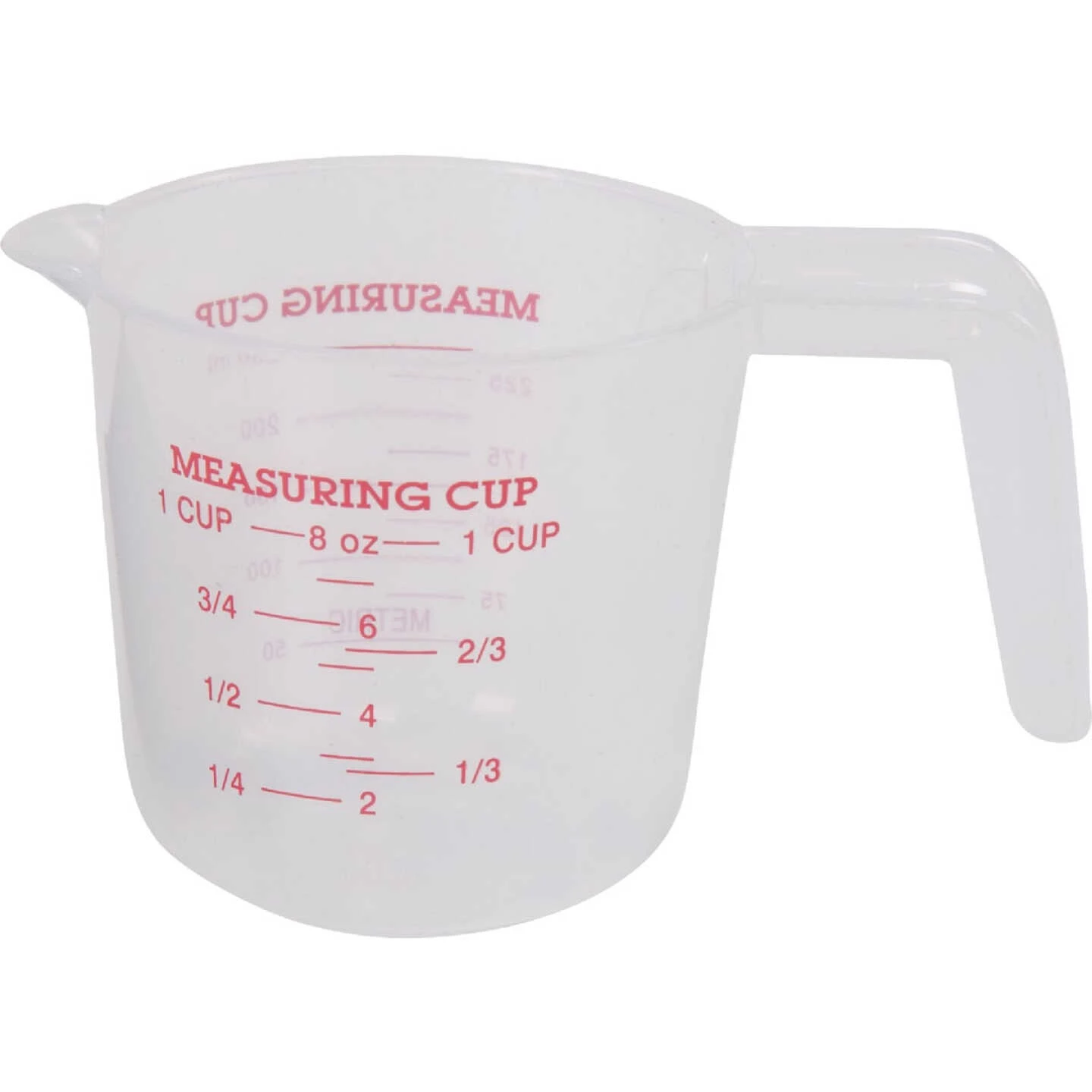 1 Cup White Plastic Measuring Cup - Model 3035 - Standard & Metric